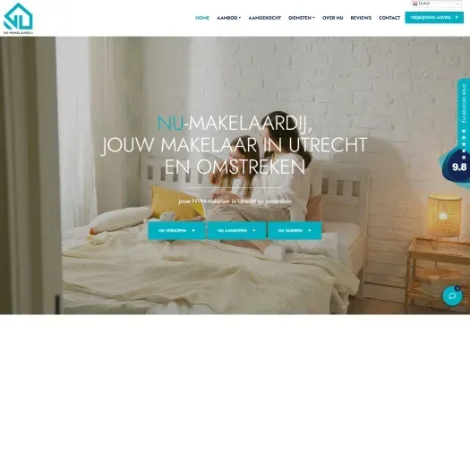 Screenshot of the website of www.nu-makelaardij.nl