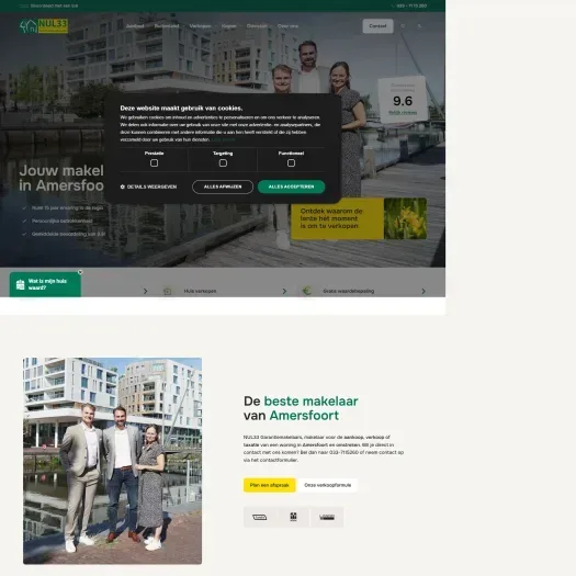 Screenshot van de website van www.nul33makelaars.nl
