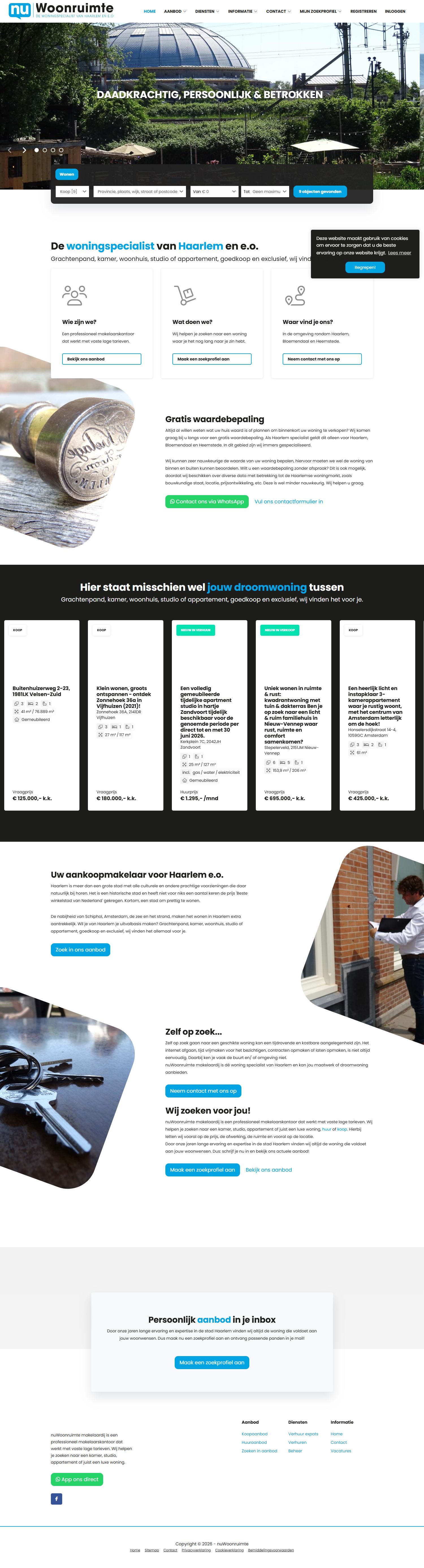 Screenshot der Website von www.nuwoonruimte.nl