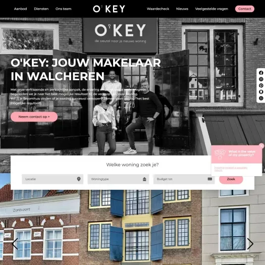 Screenshot van de website van www.o-key.nl