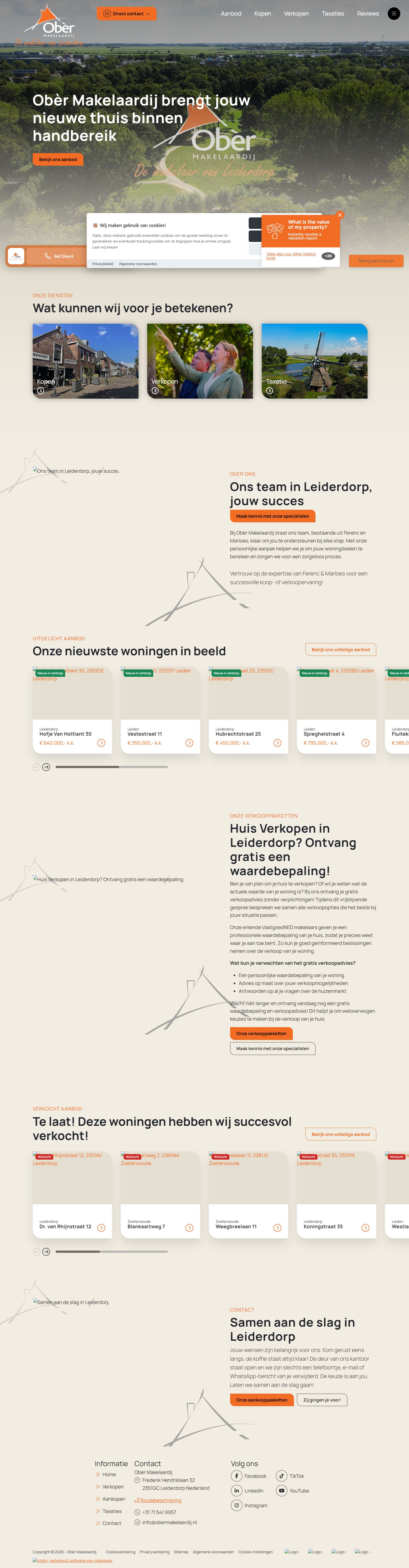 Screenshot of the website of www.obermakelaardij.nl