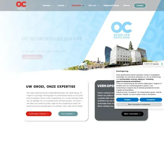Capture d'écran du site web de www.ocbedrijfsmakelaars.nl