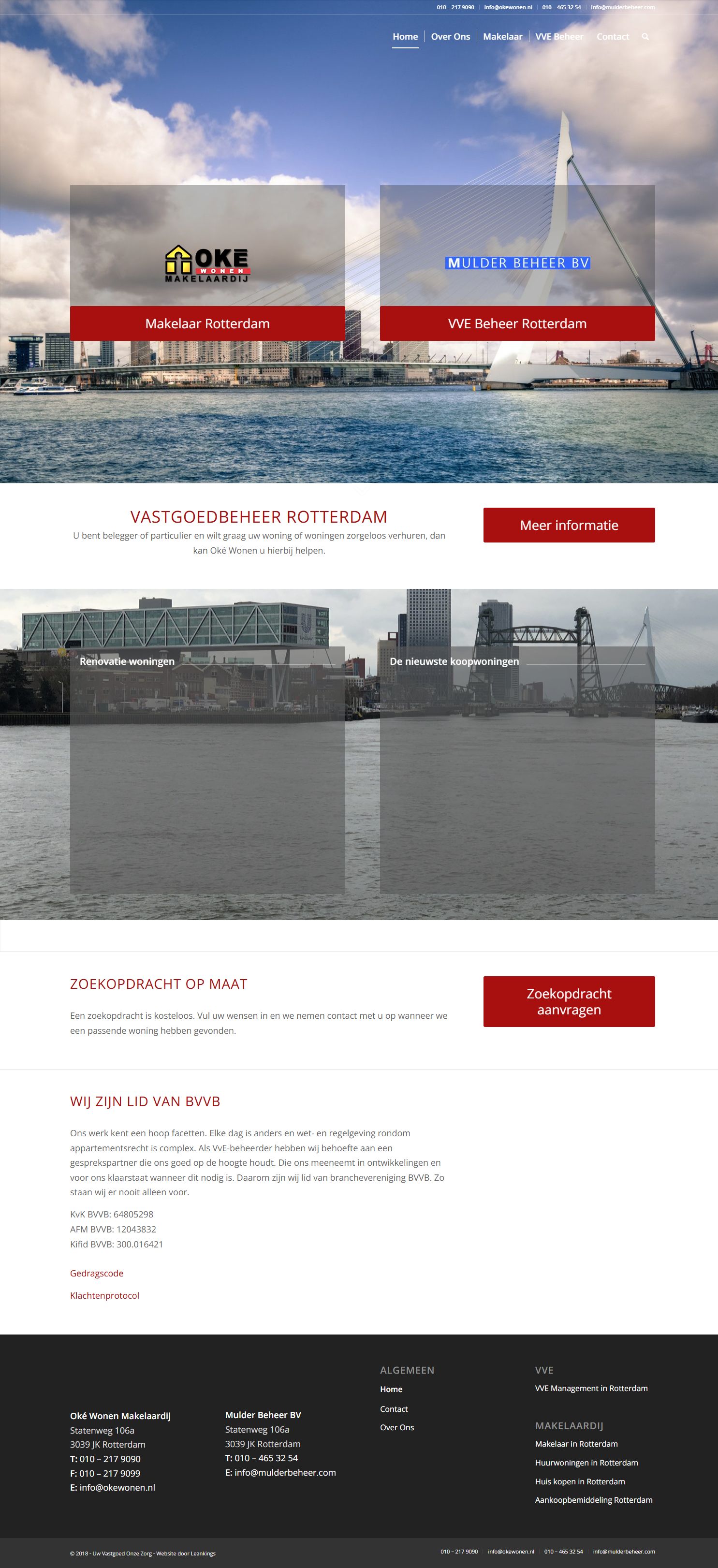 Screenshot of the website of www.okewonen.nl