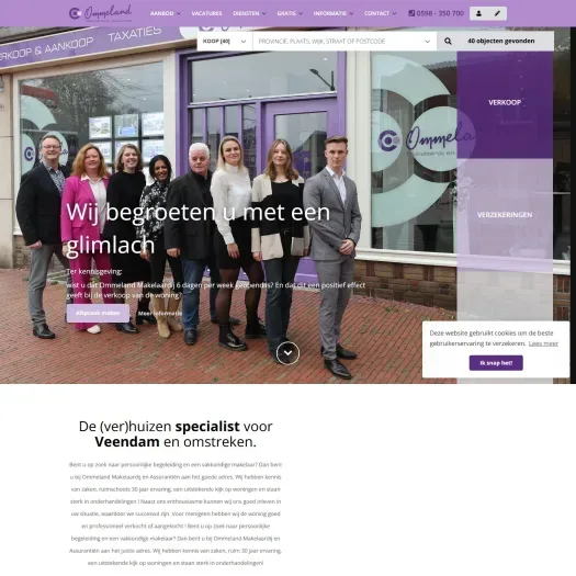 Screenshot van de website van www.ommelandmakelaardij.nl