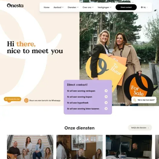 Screenshot der Website von www.onesta-vastgoed.com