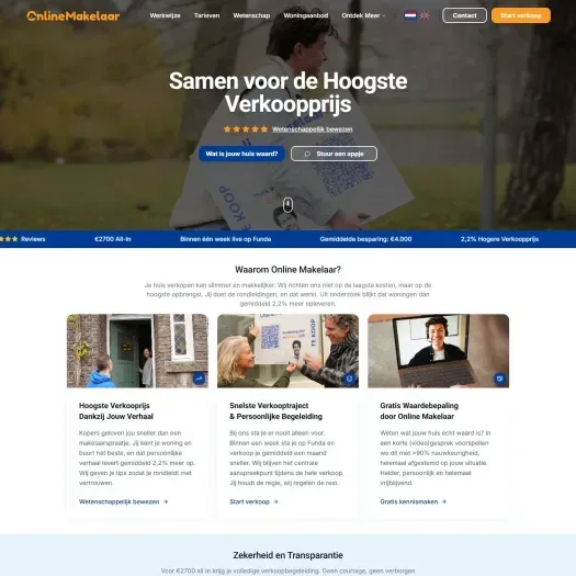 Screenshot der Website von onlinemakelaar.nl