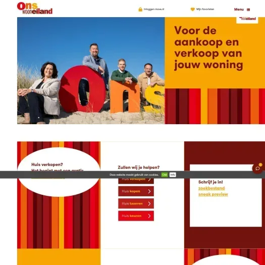 Screenshot of the website of www.onswooneiland.nl
