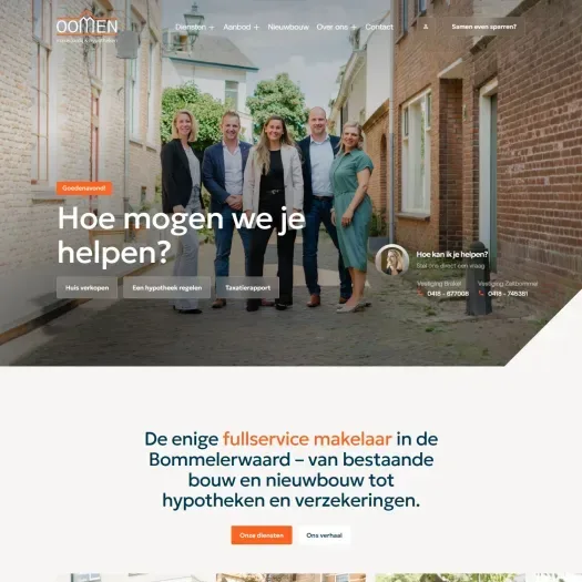 Screenshot van de website van www.oomenmakelaardij.nl