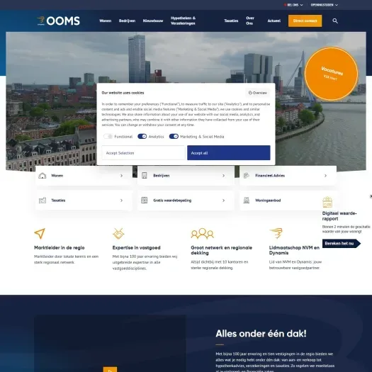 Screenshot van de website van ooms.com