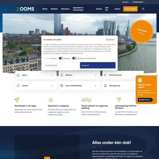 Screenshot van de website van ooms.com