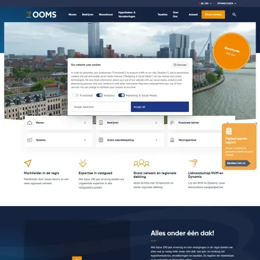 Screenshot van de website van ooms.com
