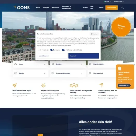 Screenshot van de website van ooms.com