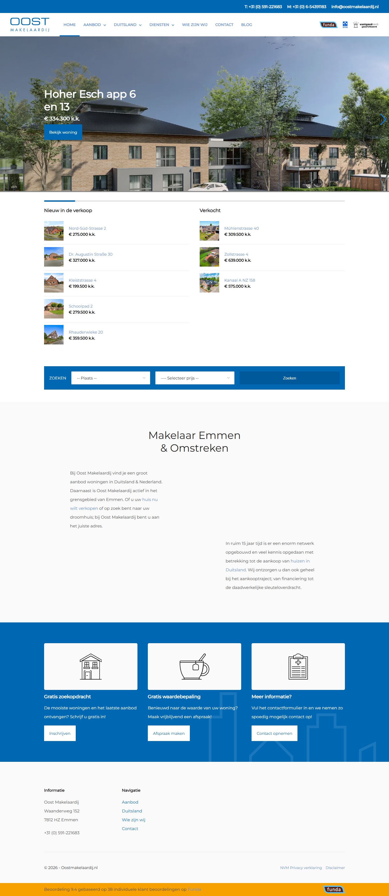 Screenshot der Website von www.oostmakelaardij.nl