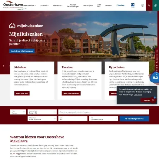 Screenshot van de website van www.oosterhavemakelaars.nl