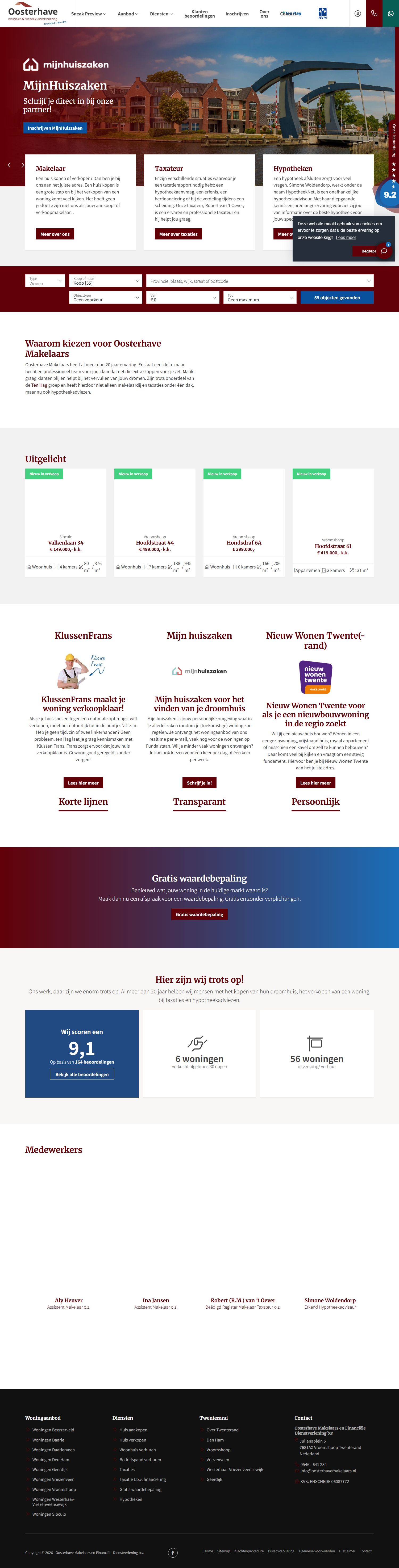 Screenshot of the website of www.oosterhavemakelaars.nl