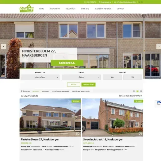 Screenshot of the website of www.oostingmakelaardij.nl