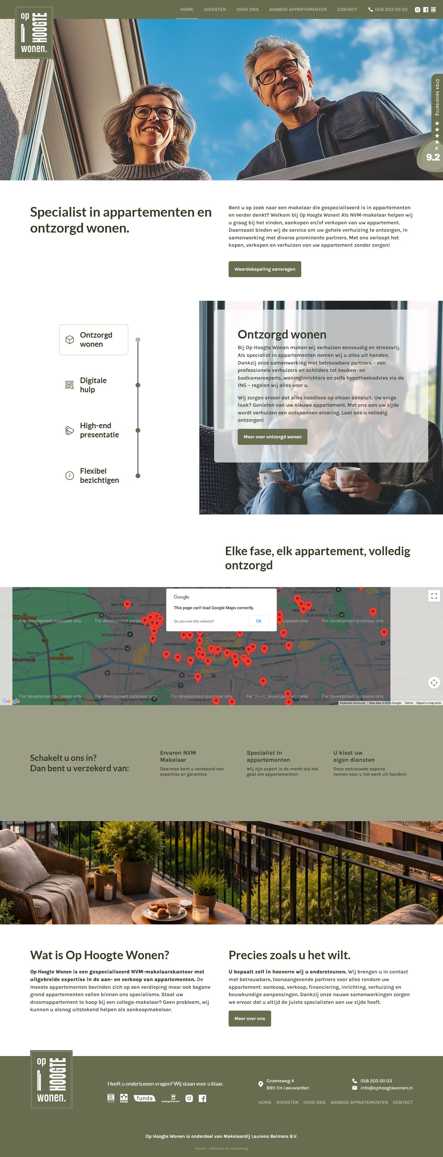 Capture d'écran du site web de www.ophoogtewonen.nl