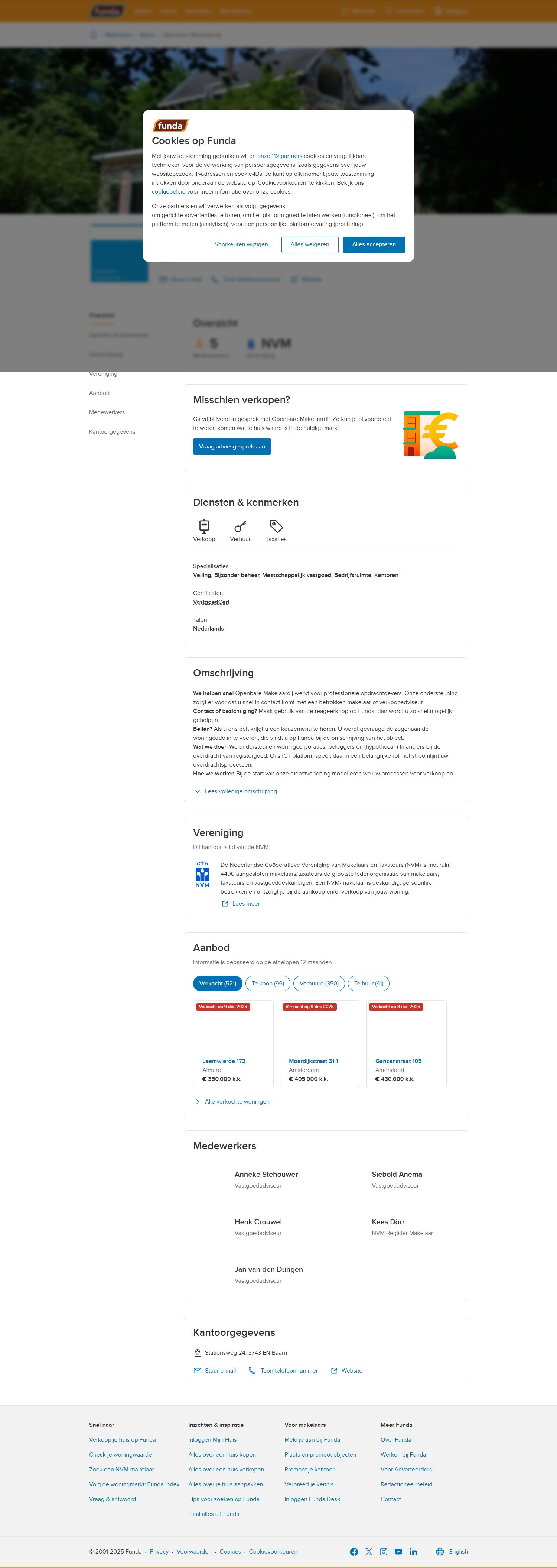 Screenshot of the website of www.openbaremakelaardij.nl