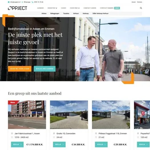 Screenshot der Website von www.oppject.nl