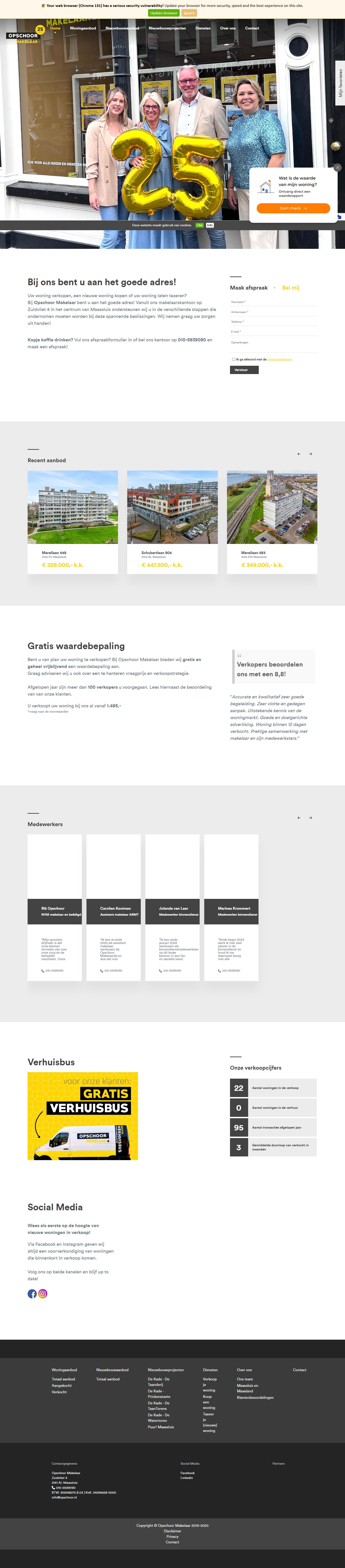 Screenshot of the website of www.opschoor.nl