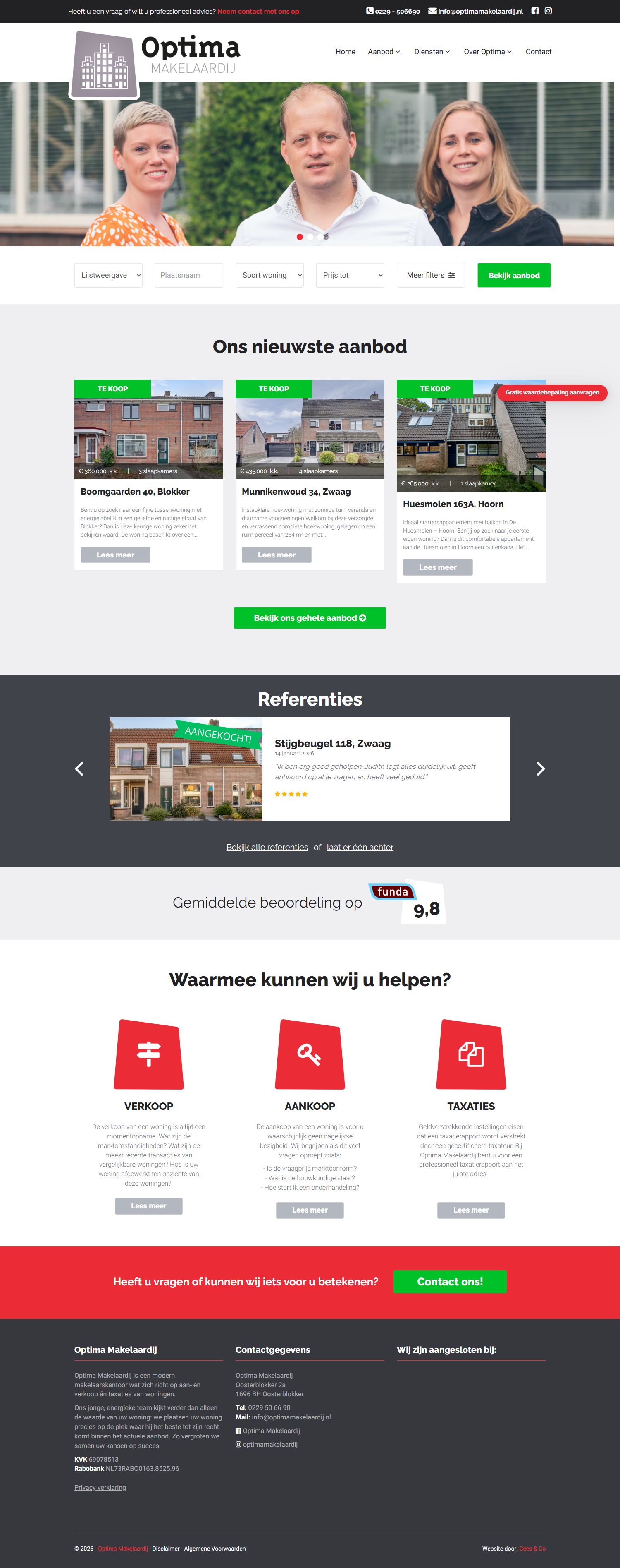 Capture d'écran du site web de www.optimamakelaardij.nl