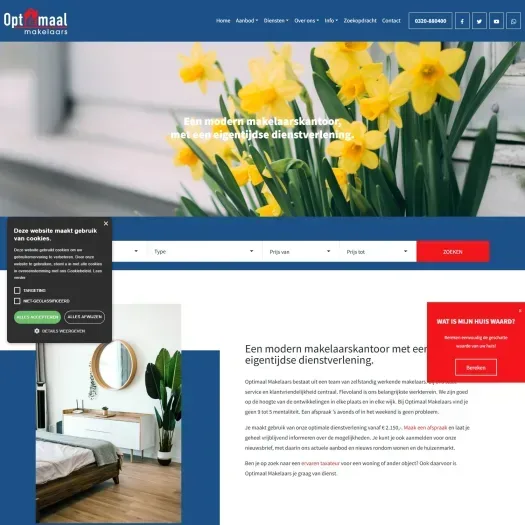 Screenshot van de website van optimaalmakelaars.nl