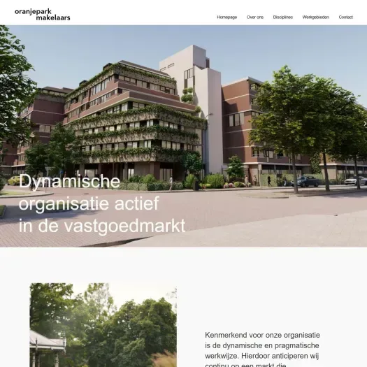 Screenshot van de website van oranjepark-makelaars.nl