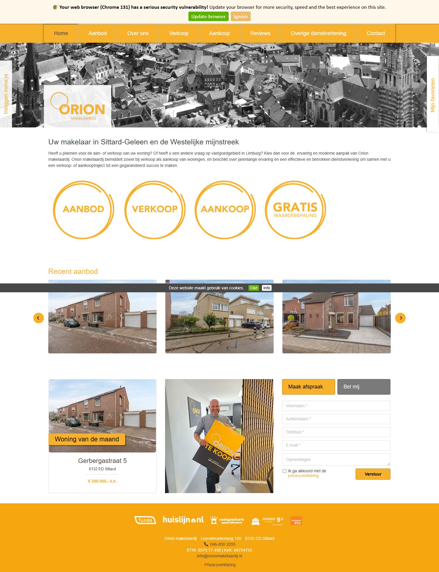 Capture d'écran du site web de www.orionmakelaardij.nl