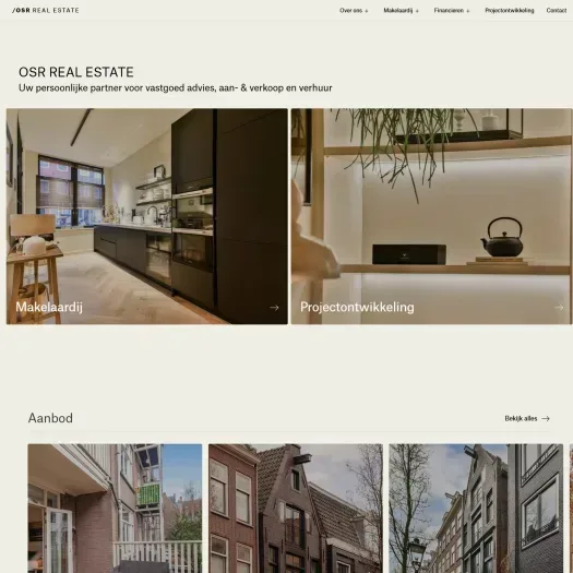 Screenshot van de website van www.osr-realestate.nl