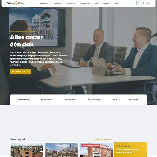 Screenshot van de website van www.otten-flim.nl