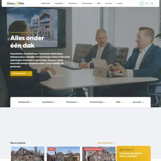Screenshot van de website van www.otten-flim.nl