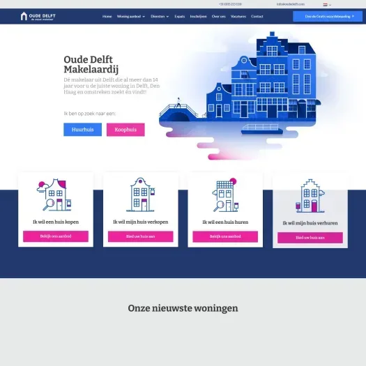 Screenshot van de website van www.oudedelft.com