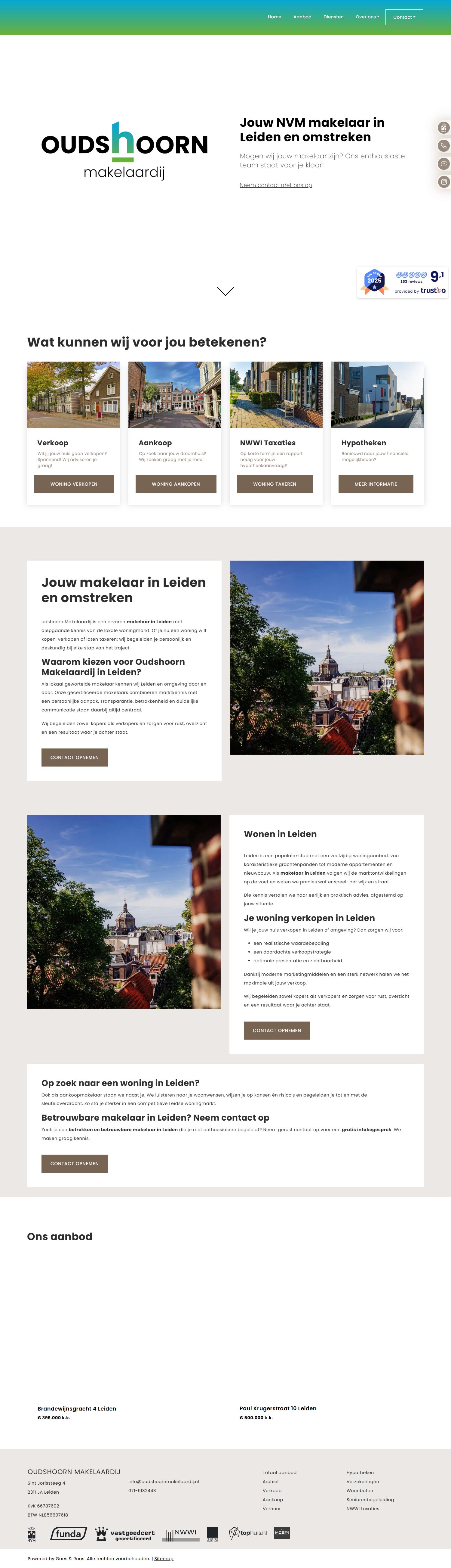 Screenshot der Website von www.oudshoornmakelaardij.nl