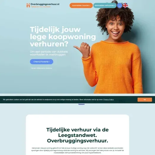 Screenshot van de website van www.overbruggingsverhuur.nl