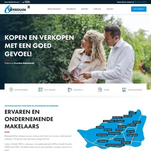 Screenshot of the website of www.overduinmakelaardij.nl