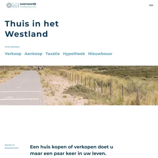 Screenshot of the website of www.overvoorde.nl