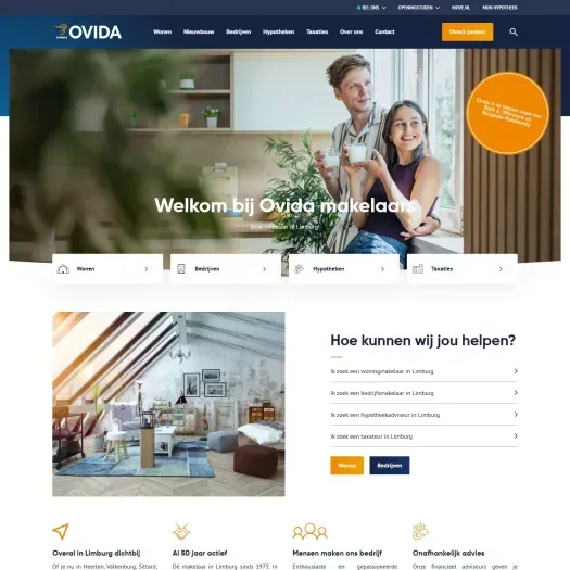Screenshot van de website van ovida.com