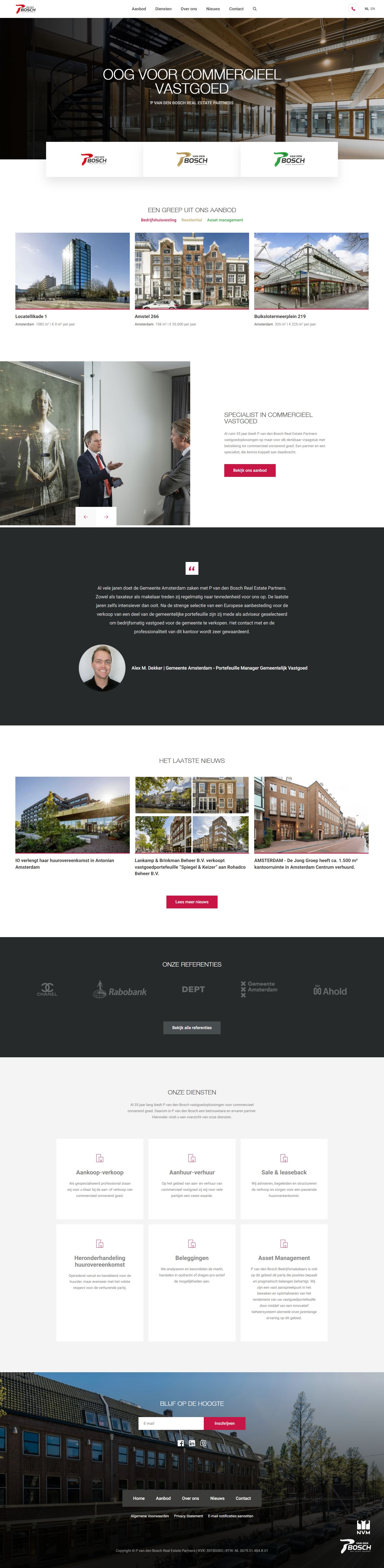 Screenshot van de website van www.pvdbosch.nl