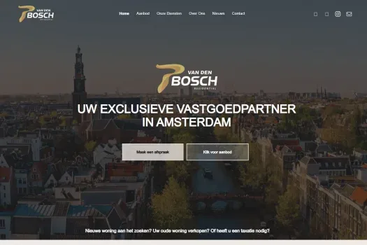 Screenshot van de website van pvdb-residential.nl