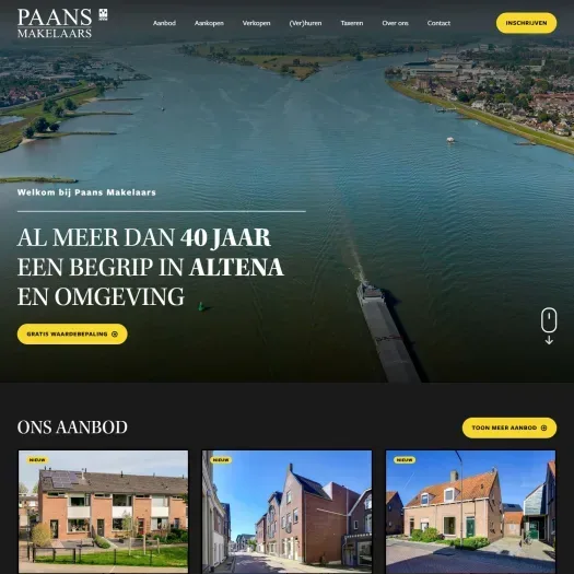 Screenshot van de website van www.paansmakelaars.nl