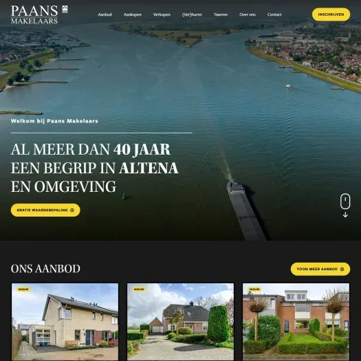Screenshot van de website van www.paansmakelaars.nl