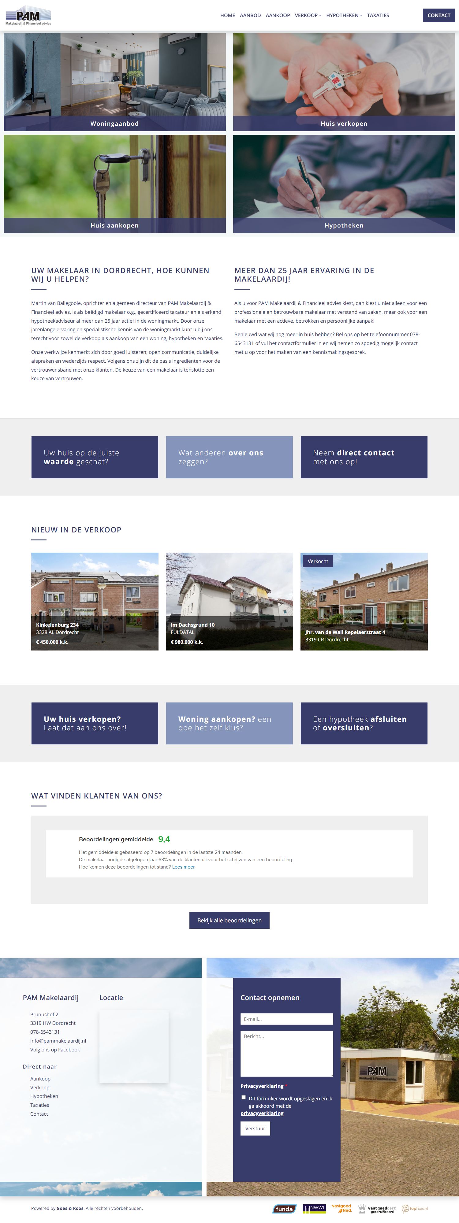 Screenshot der Website von www.pammakelaardij.nl