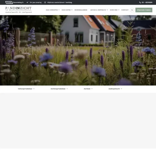 Screenshot van de website van www.pandinzicht.com