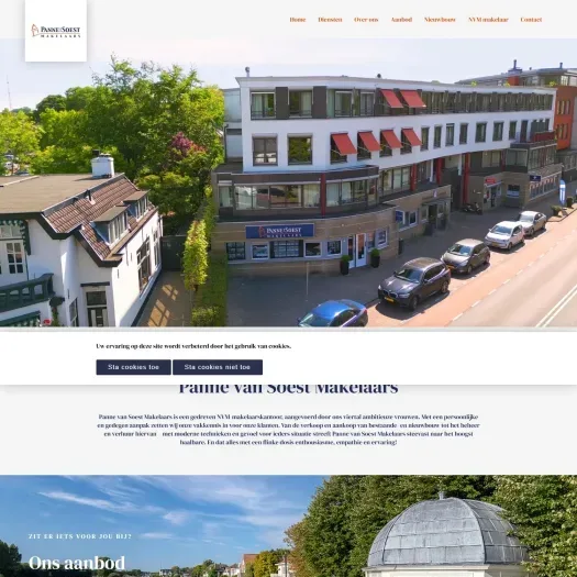 Screenshot van de website van www.pannevansoest.nl