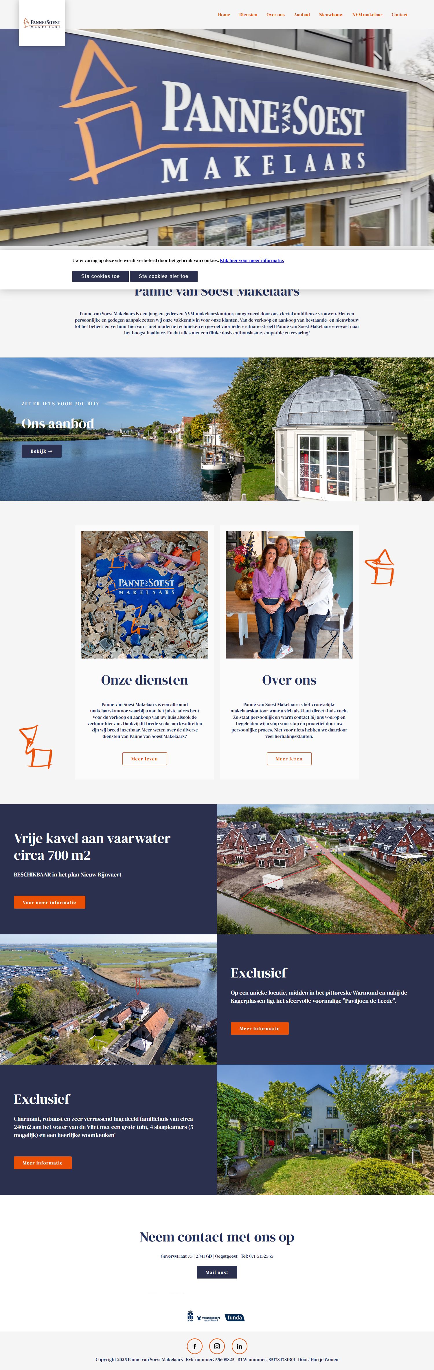 Screenshot of the website of www.pannevansoest.nl
