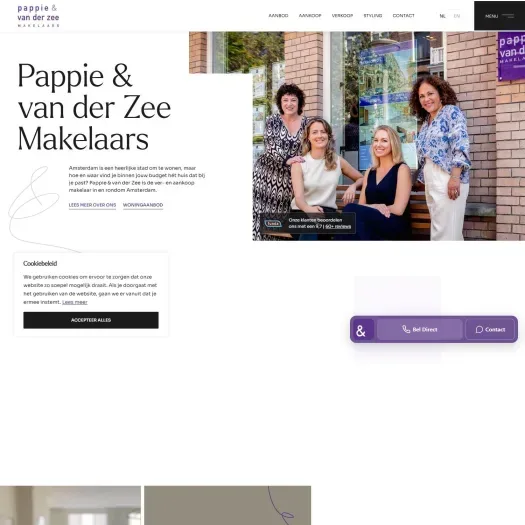 Screenshot of the website of www.pappie.nl