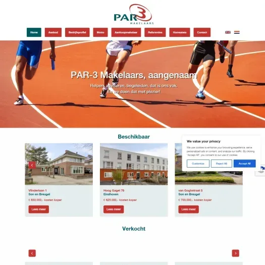 Screenshot van de website van www.par3makelaars.nl