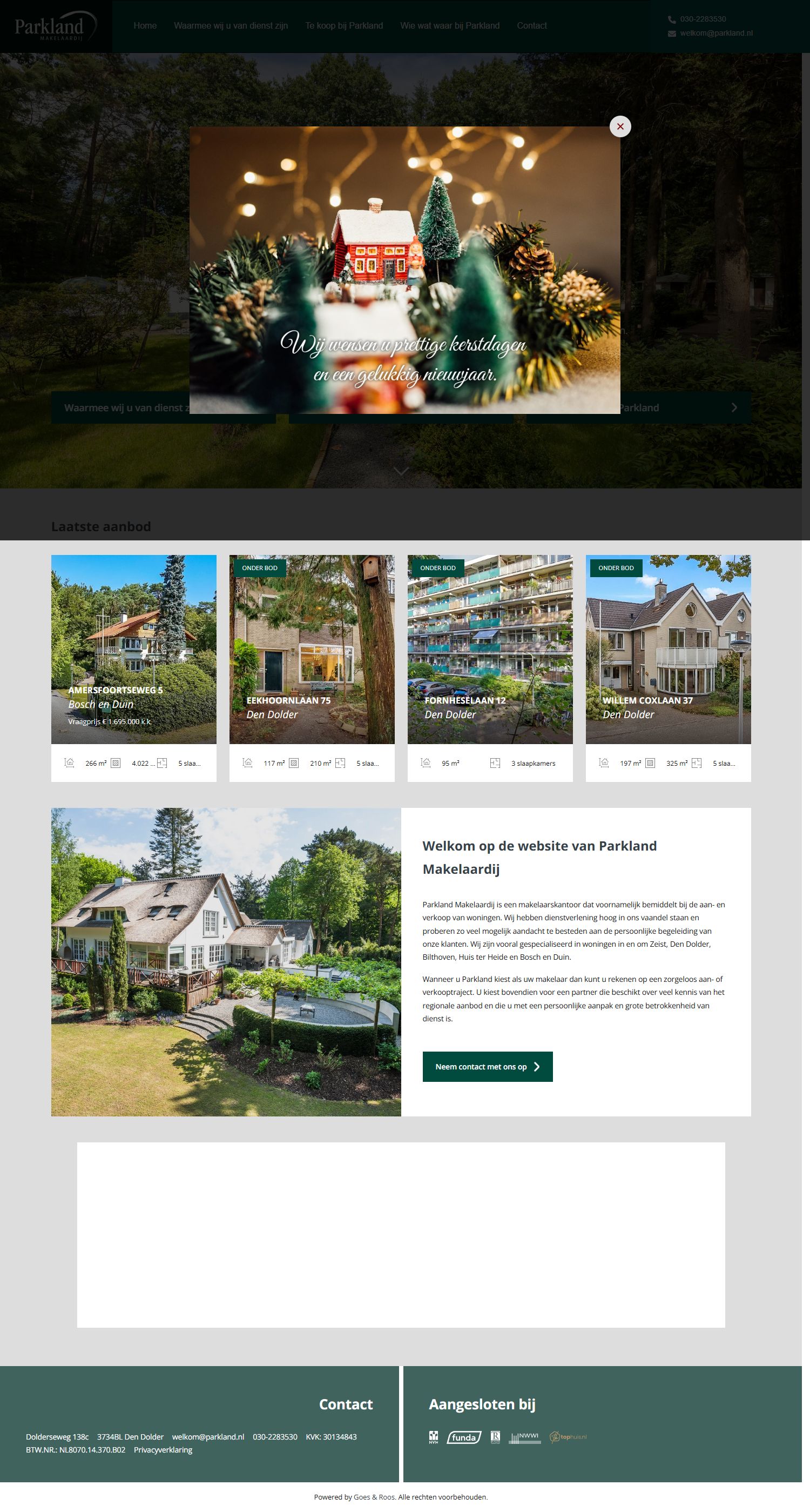 Screenshot der Website von www.parkland.nl