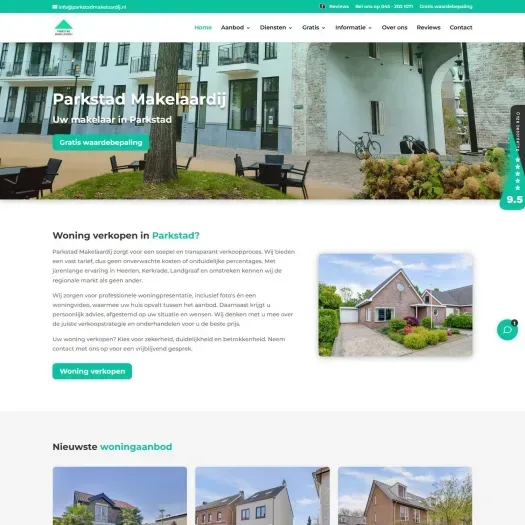 Screenshot van de website van www.parkstadmakelaardij.nl