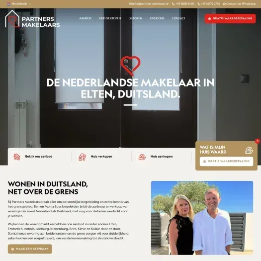 Screenshot van de website van www.partners-makelaars.nl